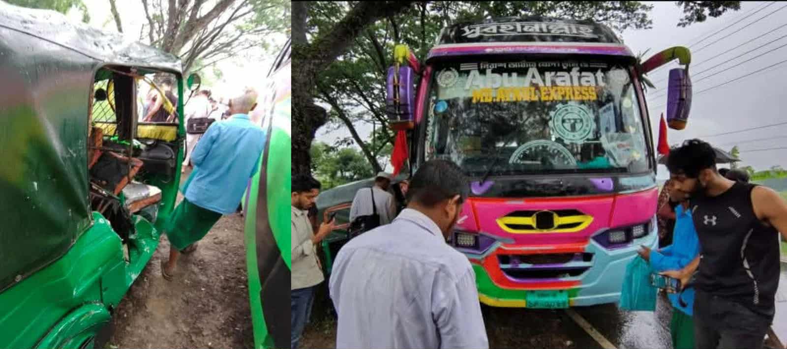 সিলেট-জকিগঞ্জ রোডের রামধা গাছতলায় বাস-সিএনজি অটোরিকশা সংঘর্ষ : আহত ১০
