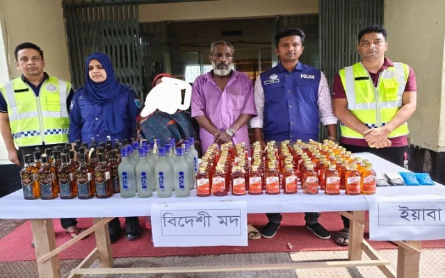 কোম্পানীগঞ্জে  বিপুল পরিমাণ ইয়াবা ও বিদেশি মদসহ গ্রেপ্তার ২